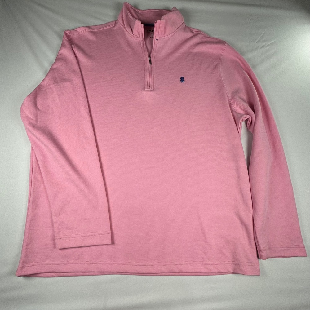 IZOD Advantage Mens XL Pink Quarter Zip Pullover Pique Knit Long Sleeve Shirt